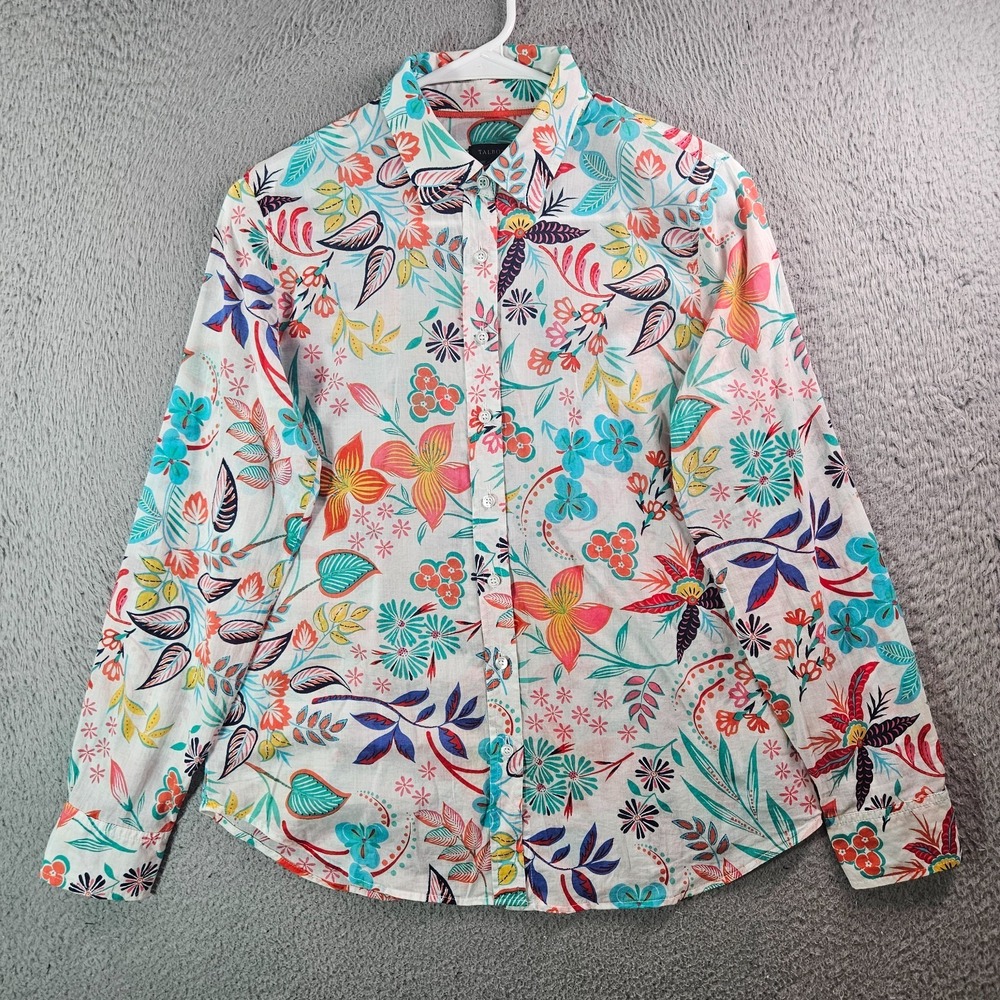 Talbots Lightweight Shirt Top Women XS Button Up Colorful Floral Long Sleeve